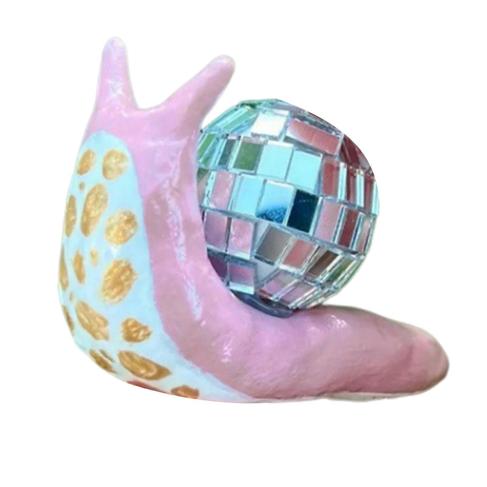 Disco Snail Ornament Resin Colorful Snail with Reflective Disco Ball Desktop Disco Snail Figurine for Home Office Table