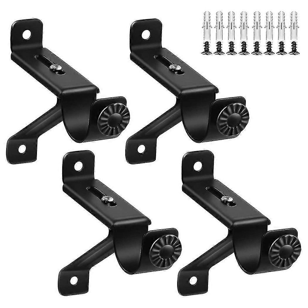 Curtain Rod Bracket, Adjustable Heavy Duty Curtain Rod Holders, Black Curtain Rods Hooks Hangers Fo