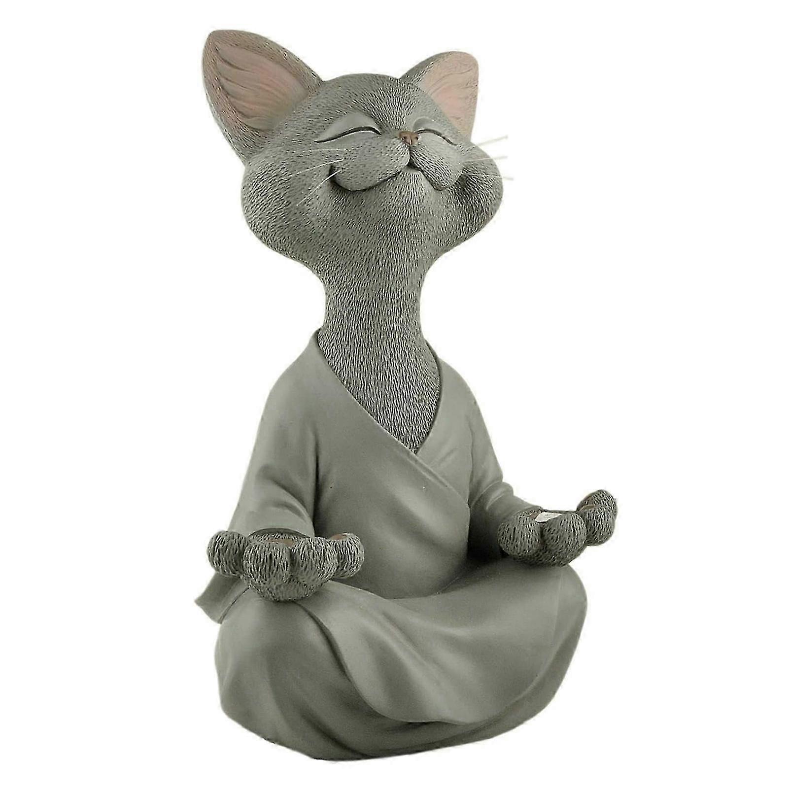 Whimsical Black Buddha Cat Figurine Meditation Yoga Collectible Happy Cat Decor Home Garden Decoration Garden Ornament