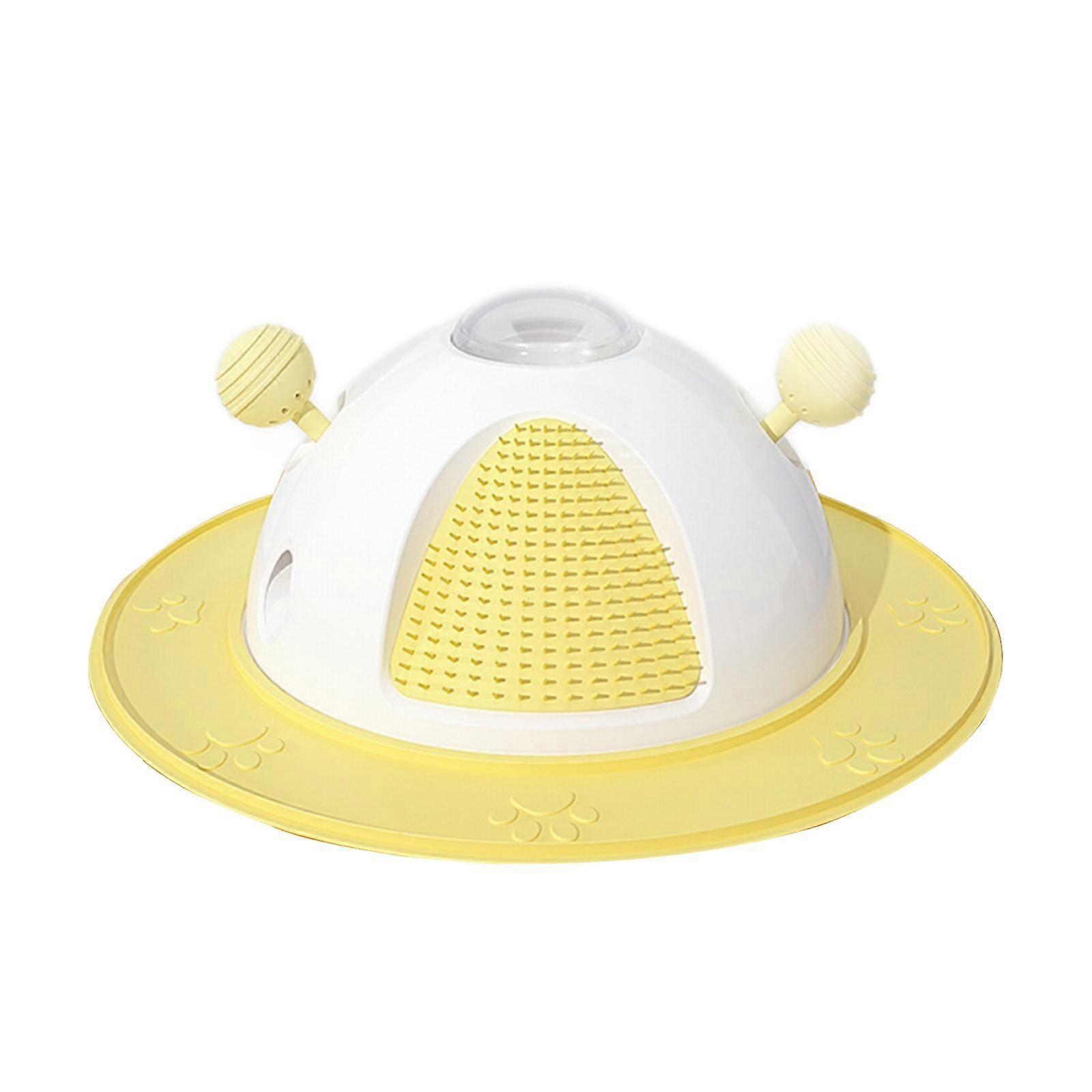 Drôle de chat mangeoire lente jouet interactif jouet IQ formation distributeur de nourriture pour animaux de compagnie jaune