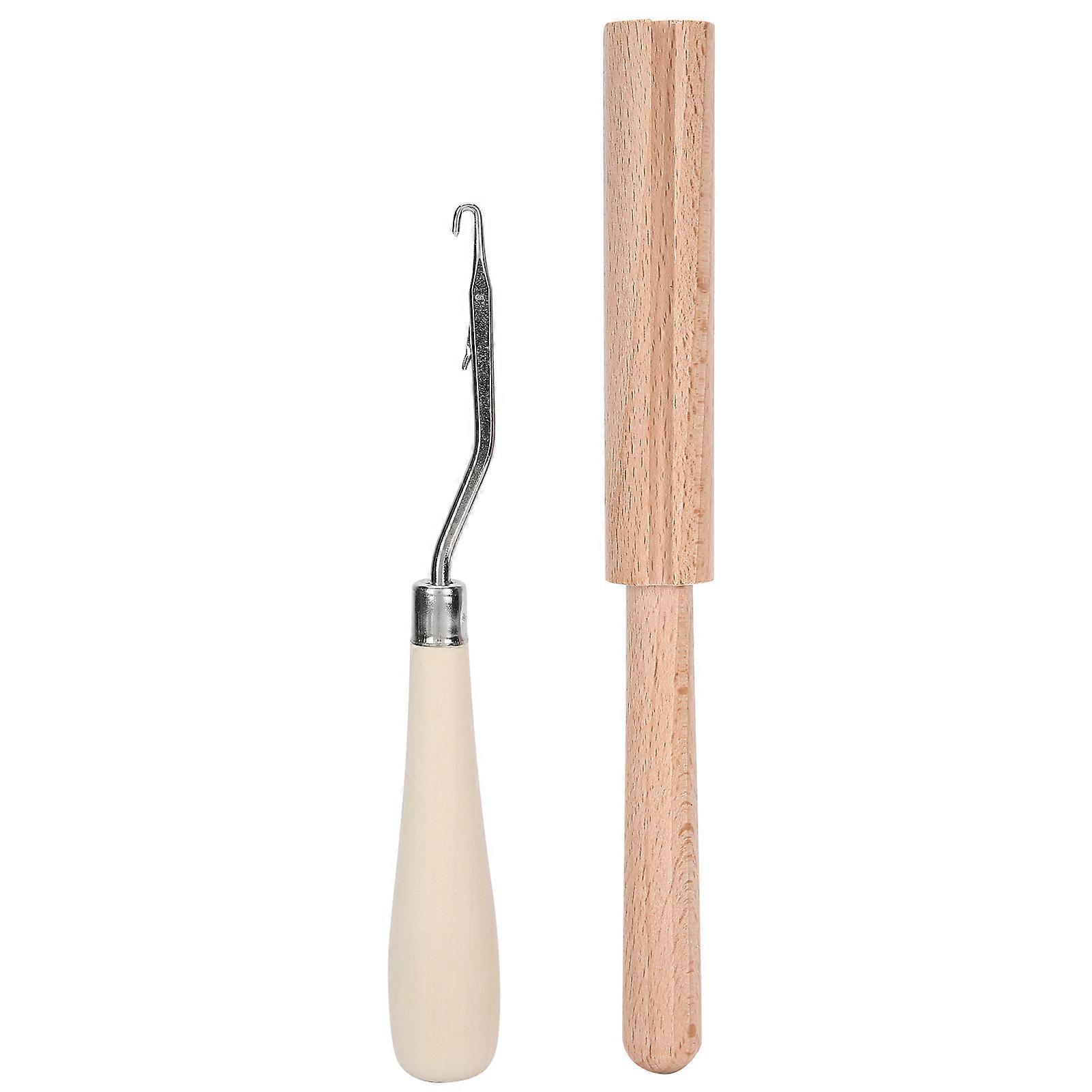 Bent Latch Hook Tool DIY Handgjord Mattvirknål Trätrådskärare Set