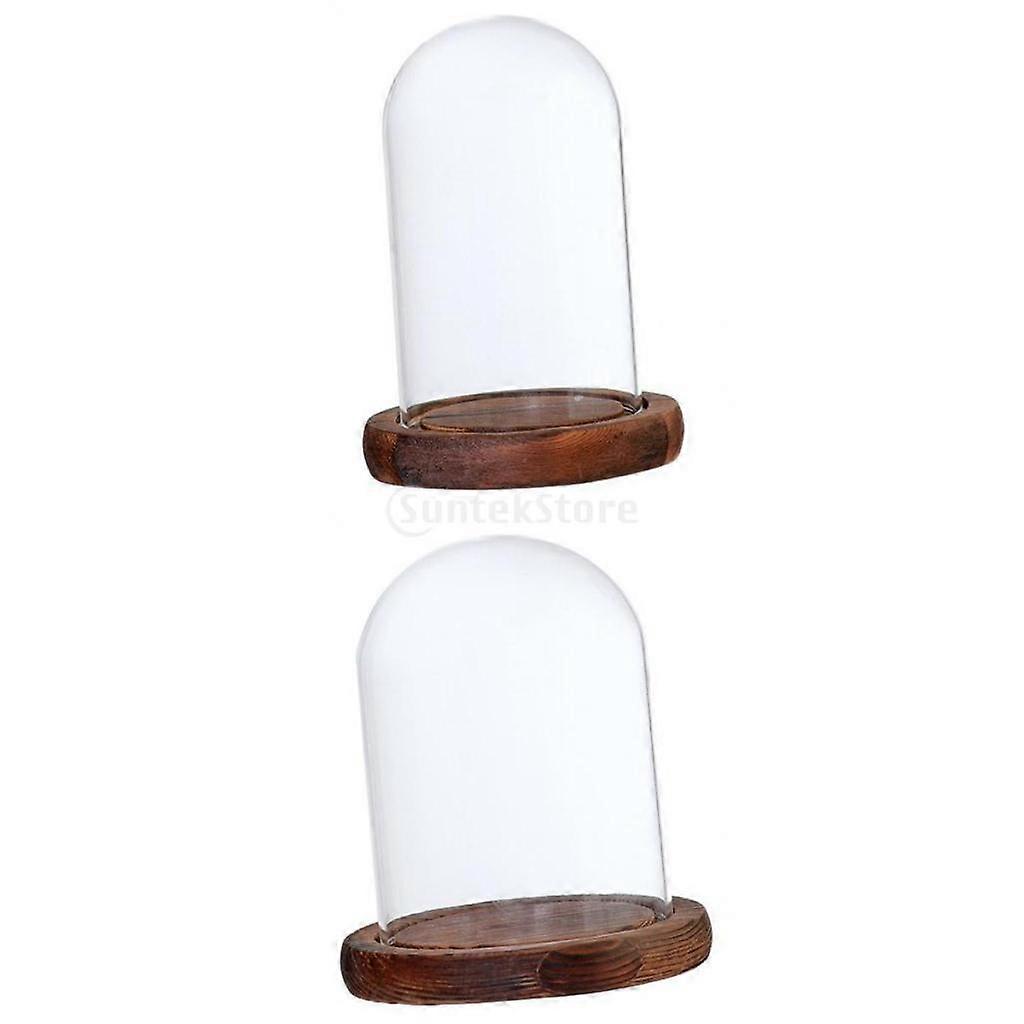 2x verre transparent tanche la poussire cloche dme succulente pot avec couvercle et base pour