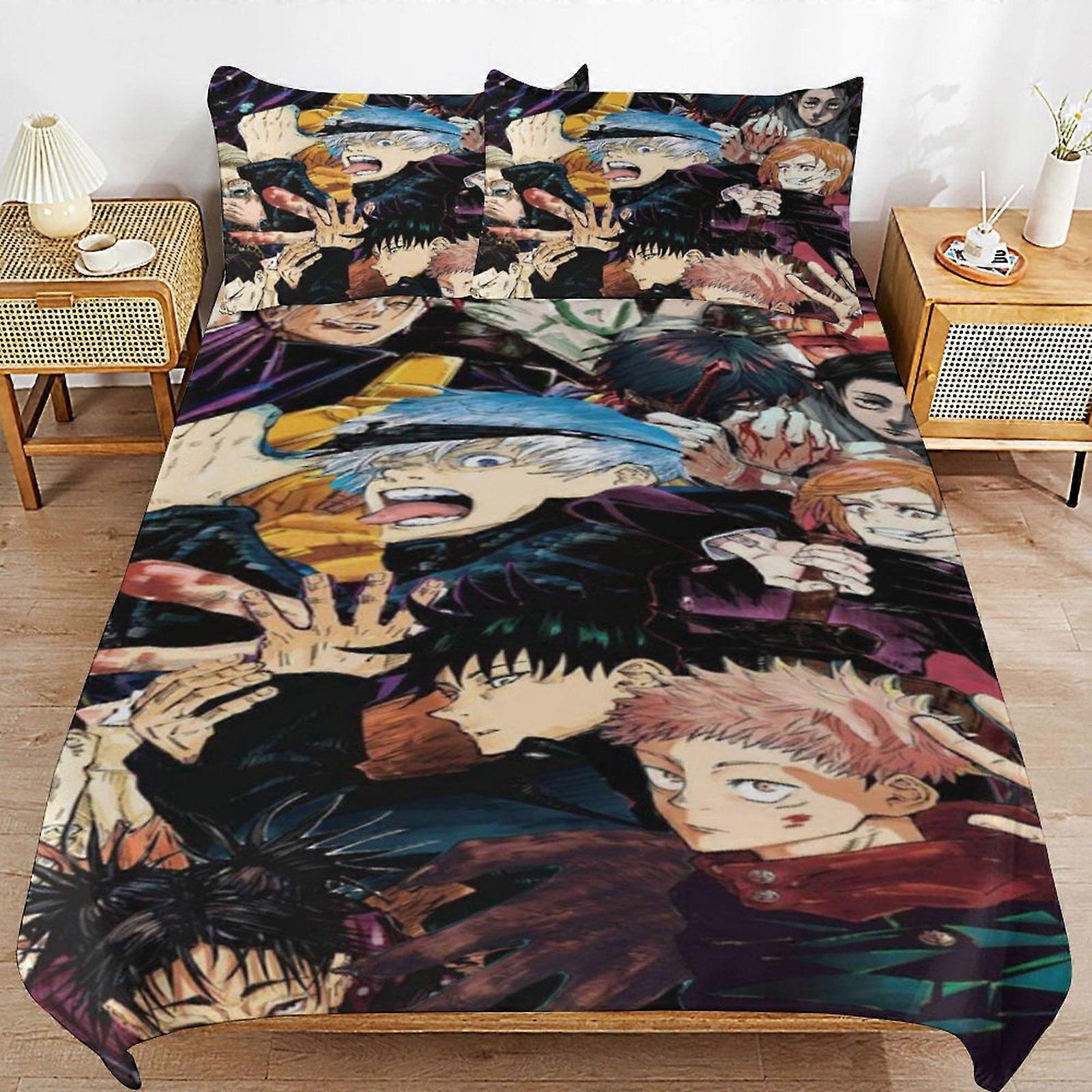 Bedding set WM285 Jujutsu Kaisen Bedding Set Duvet Cover Comfortable and Lightweight Cartoon Bedding 3 Piece (Multiple sizes to choose from)  SW285