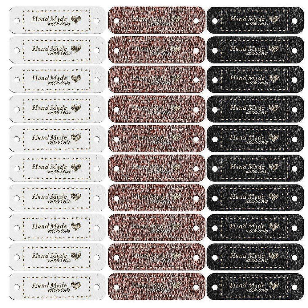 60 قطعة اليدوية بو الجلود العلامات فو الجلود خياطة على تسميات زينة متماسكة الملحقات مع ثقوب