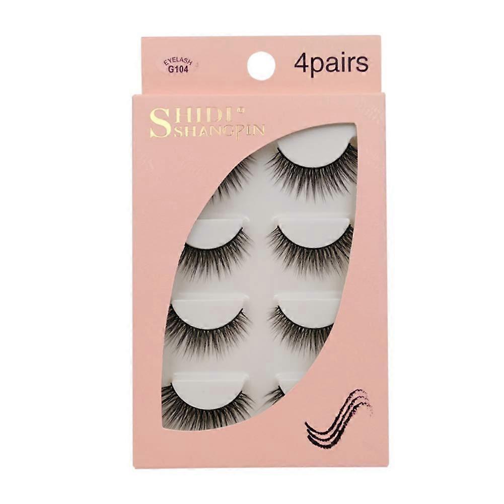 4 Pairs 3D Watermane False Eyelashes Invisible Reusable Black,G104