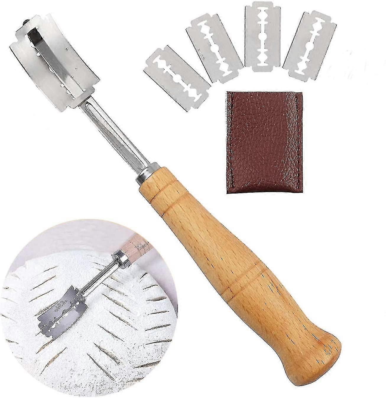 Bread Cutter Bread Lame Bread Scoring Tool Dough Bread Scoring Knife Tool With 5 Blades & Leather Cover