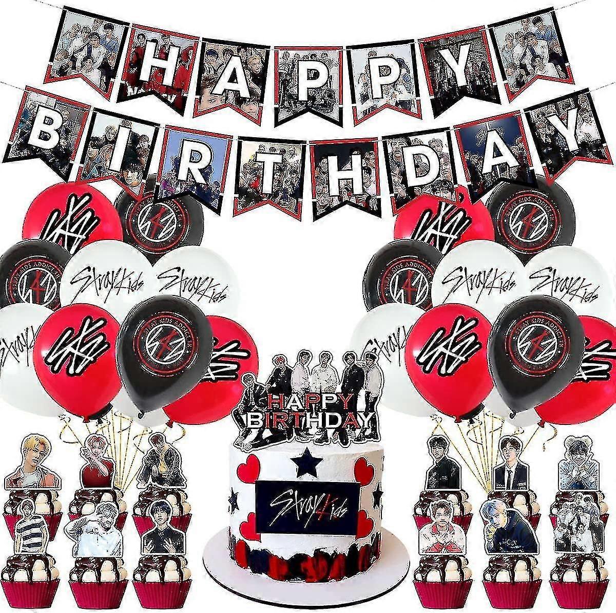 Heytea Stray-kids Party Supplies、Stray-kids Party Decorationsには、お誕生日おめでとうバナー、ケーキトッパー、カップケーキトッパーなどがあります