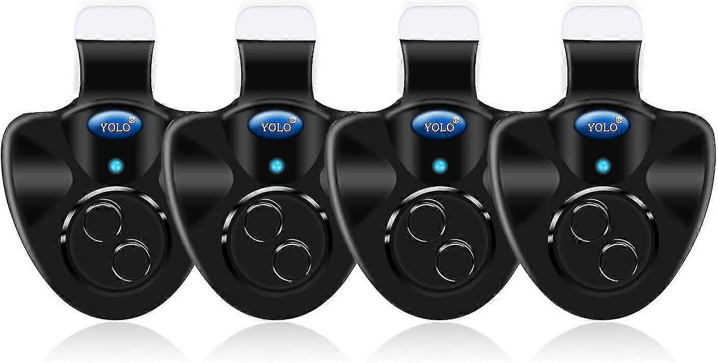 4pcs שחור אלקטרוני לד אור דיג לנשוך קול אזעקה פעמון קליפ על חכה דיג (q)