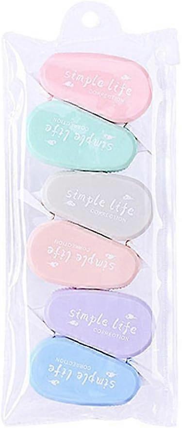 Correction Tape White Tape, Tape Eraser White Correction Tape Correction Tape Eraser 5mm Width Quick Dry ( macaron Color) ( 6pcs)