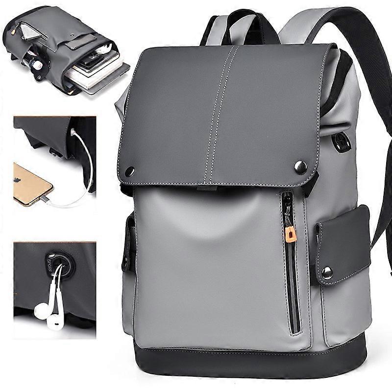 High Quality PU Leather Waterproof Laptop Backpack for Men Large Capacity Business Backpack with USB Charging