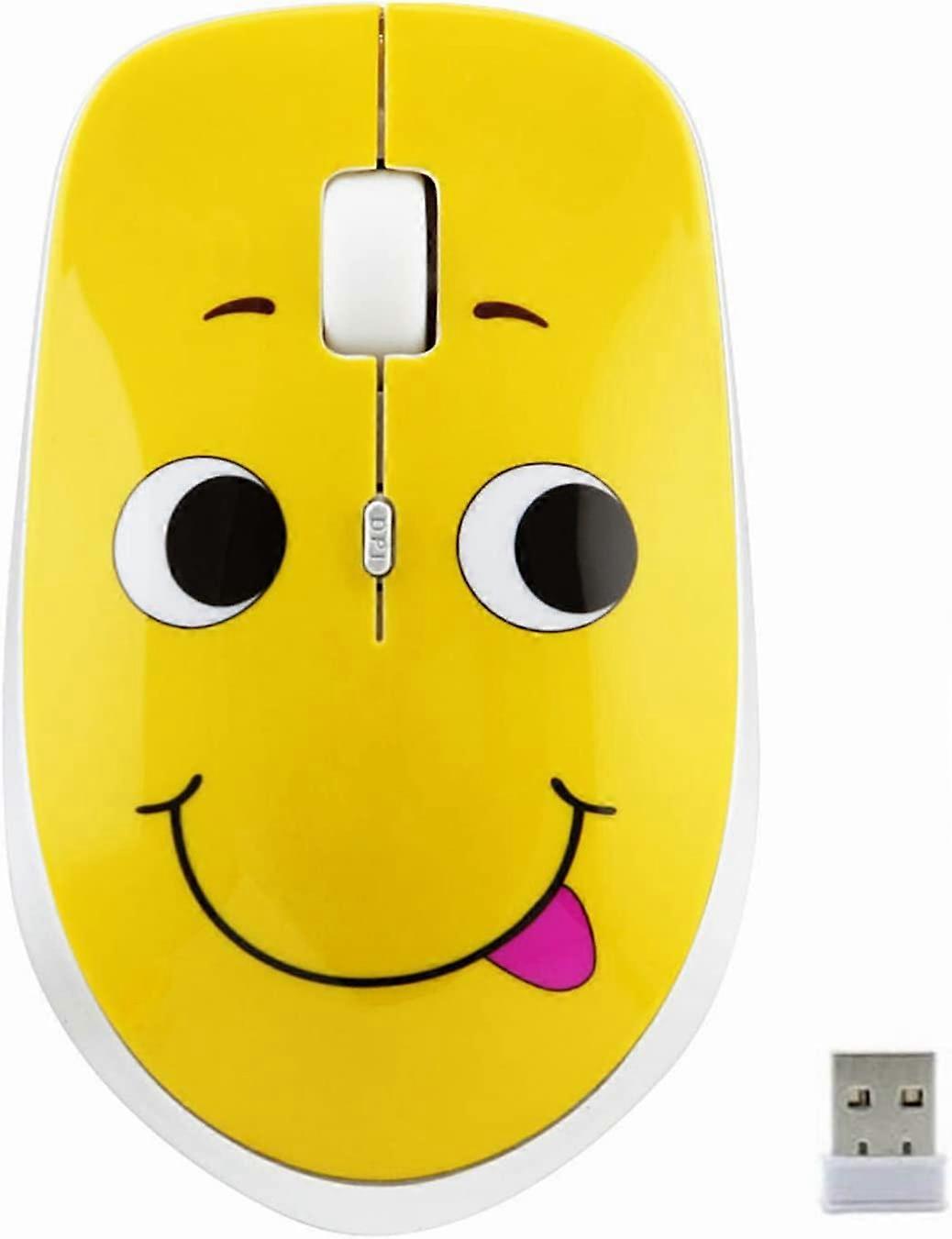 2.4GHz Wireless Mouse Cute Silent Wireless Mouse Portable Optical Mice Cartoon Computer Mouse 3 Adjustable DPI for Laptop Desktop PC (Expression A)