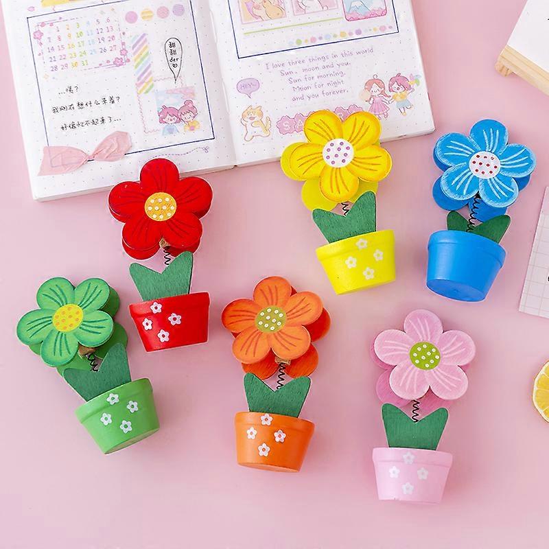 6 Pcs Creative Wooden Photo Holder Stand with Cartoon Animal Base for Table Number Name Photo Memo Picture Holder