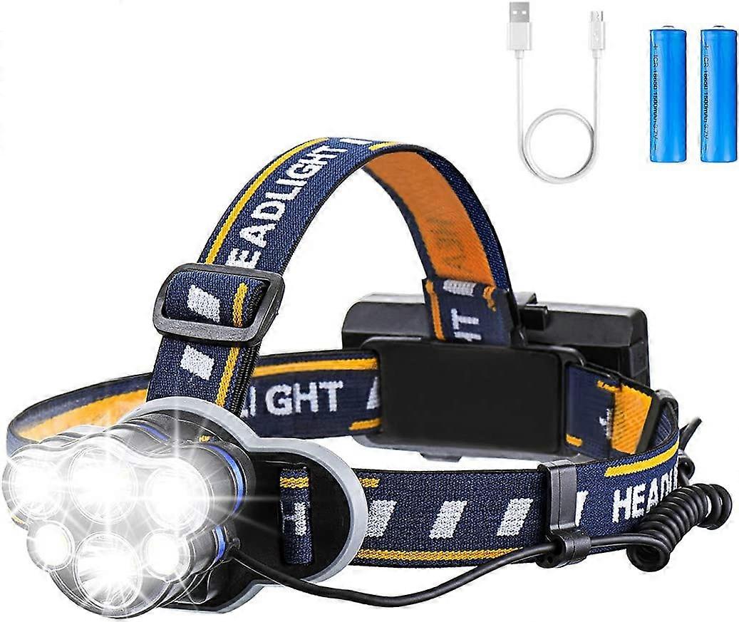Super Bright Headlamp, Rechargeable LED Torch LED Headlamp,8 Lighting Modes
