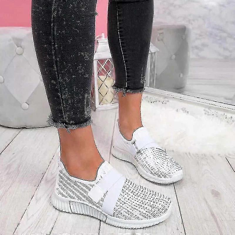 Ortopedik Tabanlı Slip-on Ayakkabılar Kadın Moda Spor Ayakkabı Platform Sneaker Kadın Yürüyüş Ayakkabıları için Siyah-35