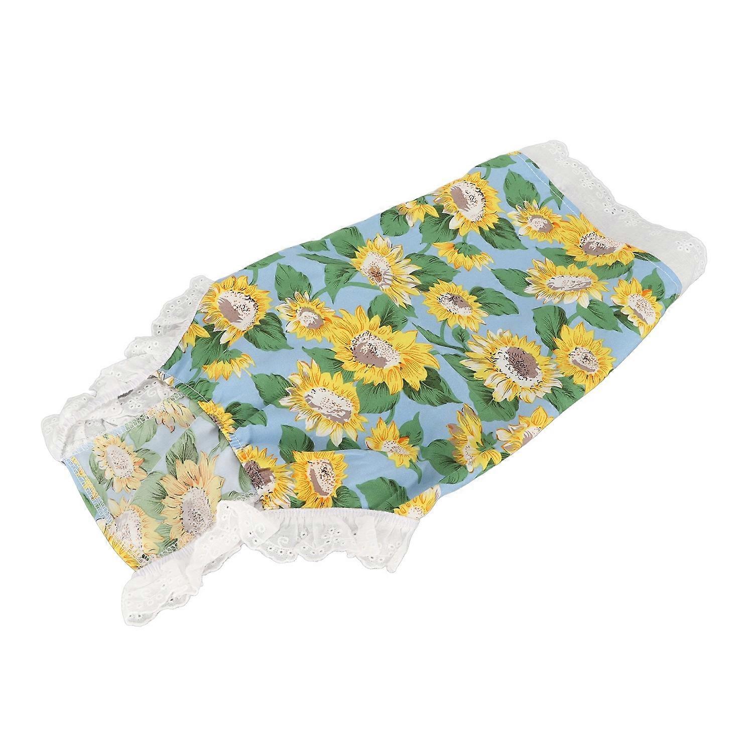 ペットひまわりスカート日焼け止め通気性ソフトかわいい夏の猫スカート犬と猫のためのブルーXS