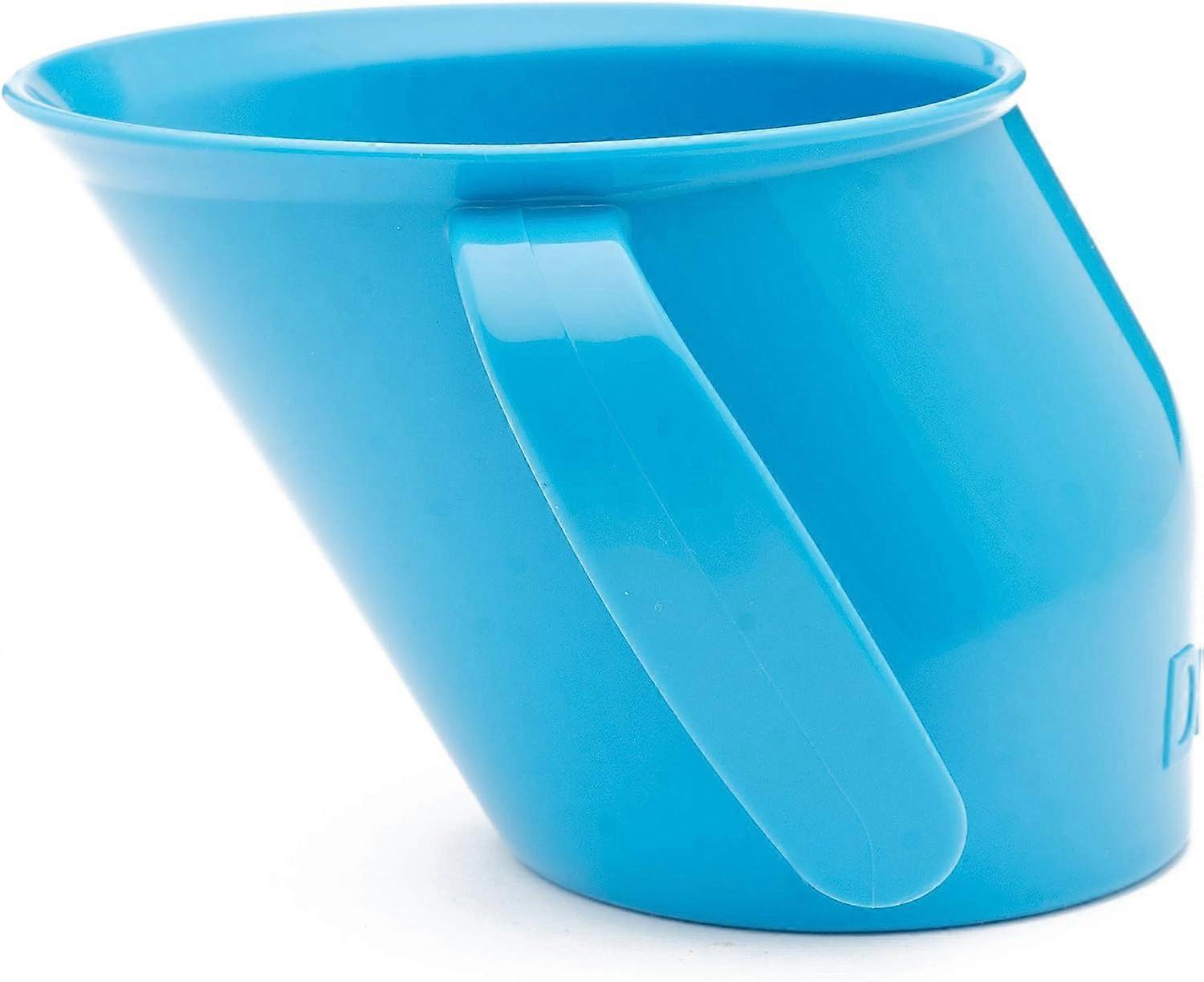 Cup - Training Straw Cup for Toddlers and Babies - Unique Slanted Design Dual Handle Baby Beaker - Perfect for Milk (Blue)