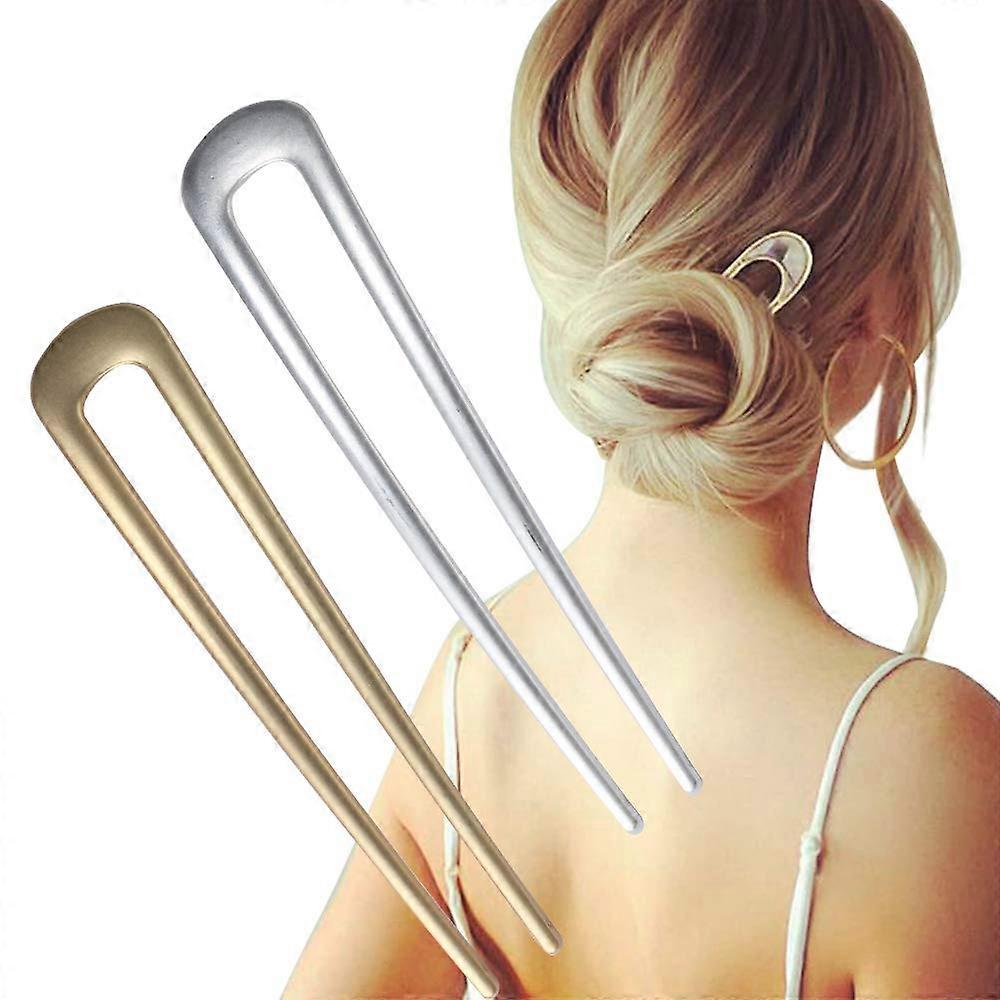 Stora franska hårnålar U-formade hårpinnar i metall (B.Gold&Silver1)