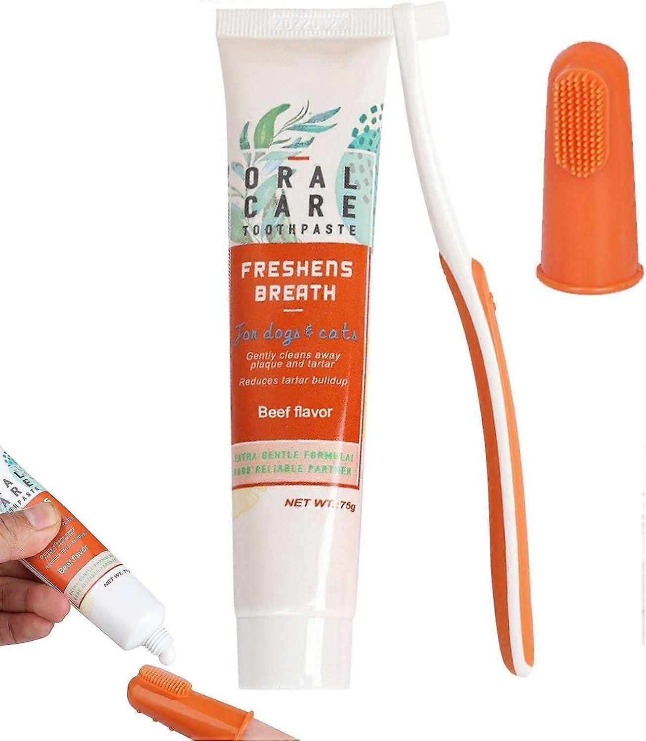 2 Set Pet Toothpaste & Toothbrush, Puppy Tooth Brushing Kit Small Dog, Dog Toothbrush Toothpaste And Finger Brush Set
