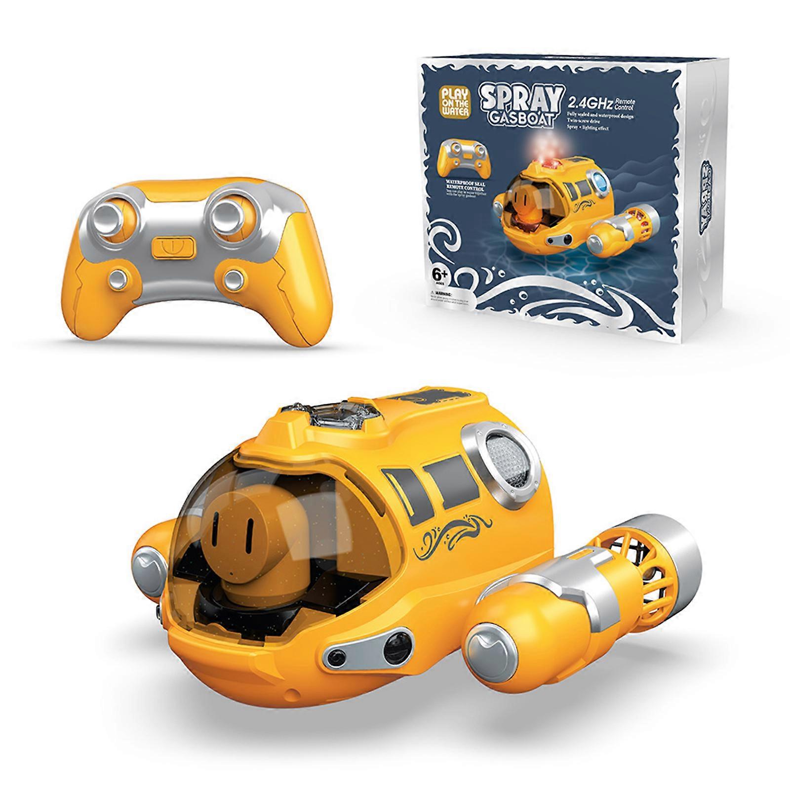 סירת שלט רחוק חדשה לילדים, סירת RC ימנית עצמית עם אורות LED וסירת גז ריסוס צעצוע מים לבריכה ואגמים, סוללות נטענות, 2.4GHZ