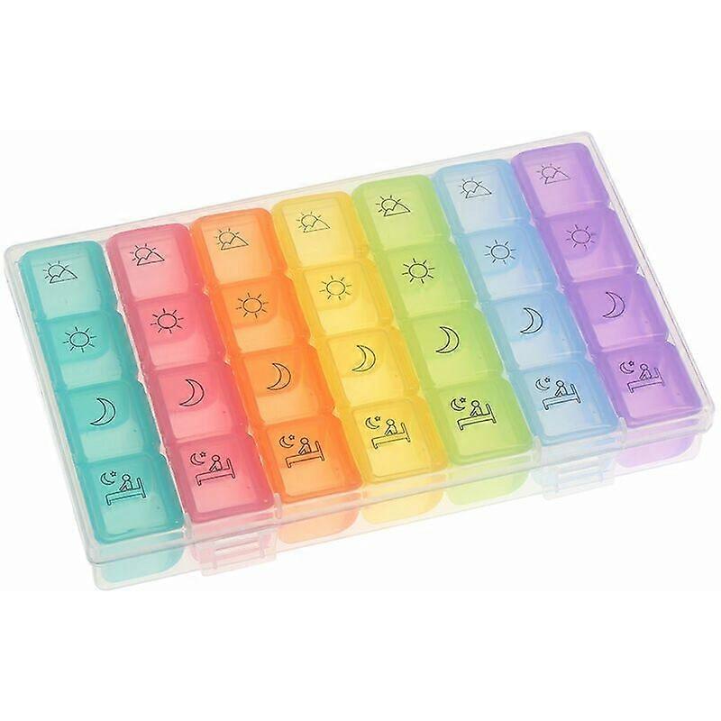 One Week Medicine Box 28 Compartments Plastic Storage Compartment