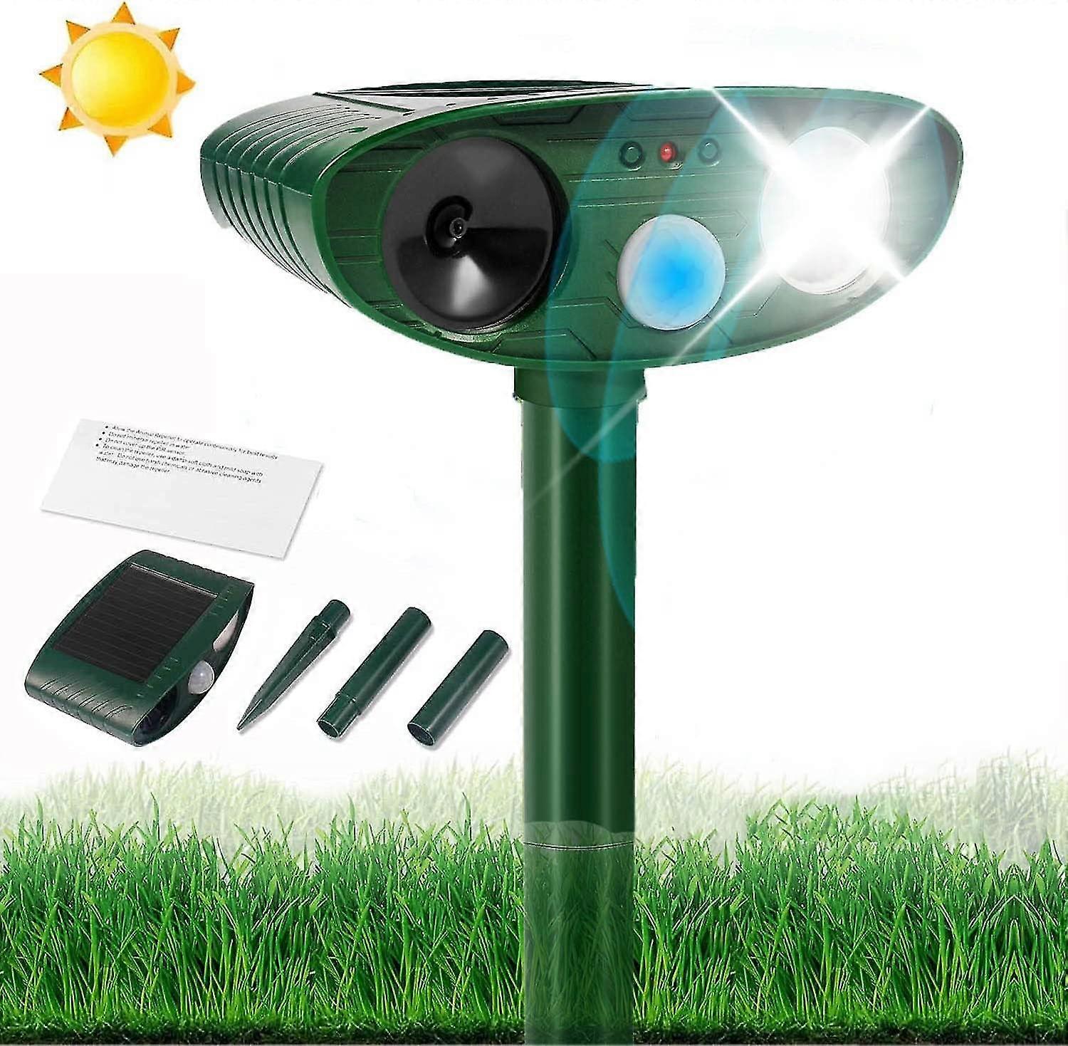 Garden Cat Repellent, Solar Waterproof Outdoor Ultrasonic Animal Repellent With Ultrasonic, Motion Sensor And Flash Repellent For Squirrel Cat Dog Mou
