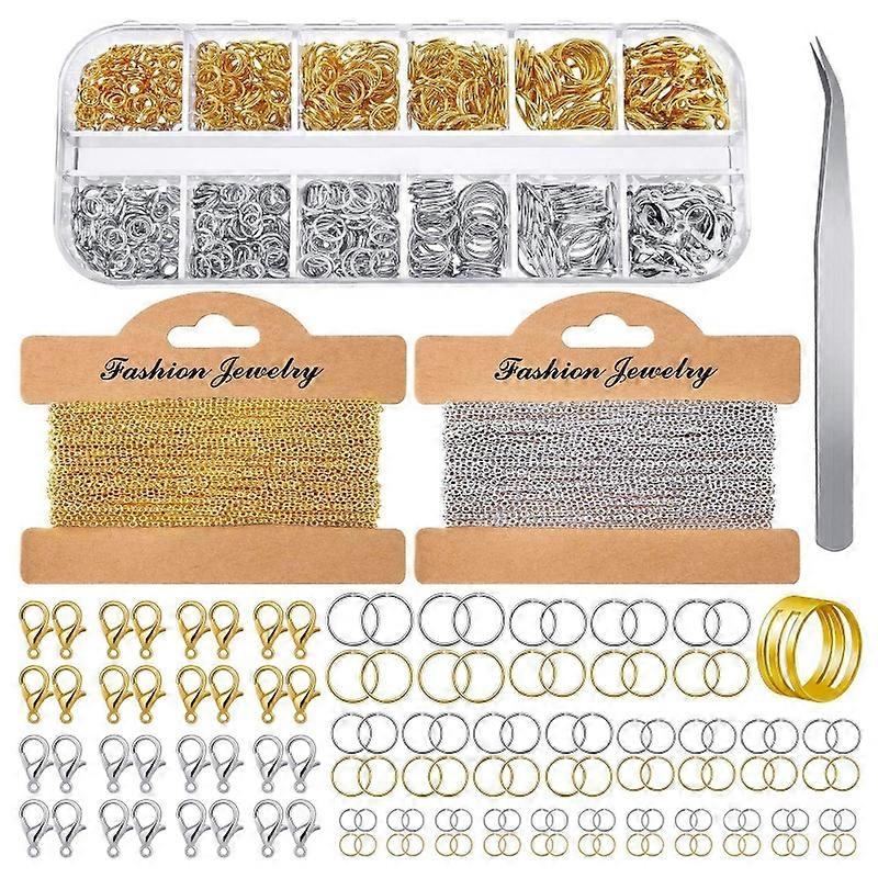 Jewelry Making Chain 1000x Jump Rings 40x Lobster Clasps with Curved Tweezer