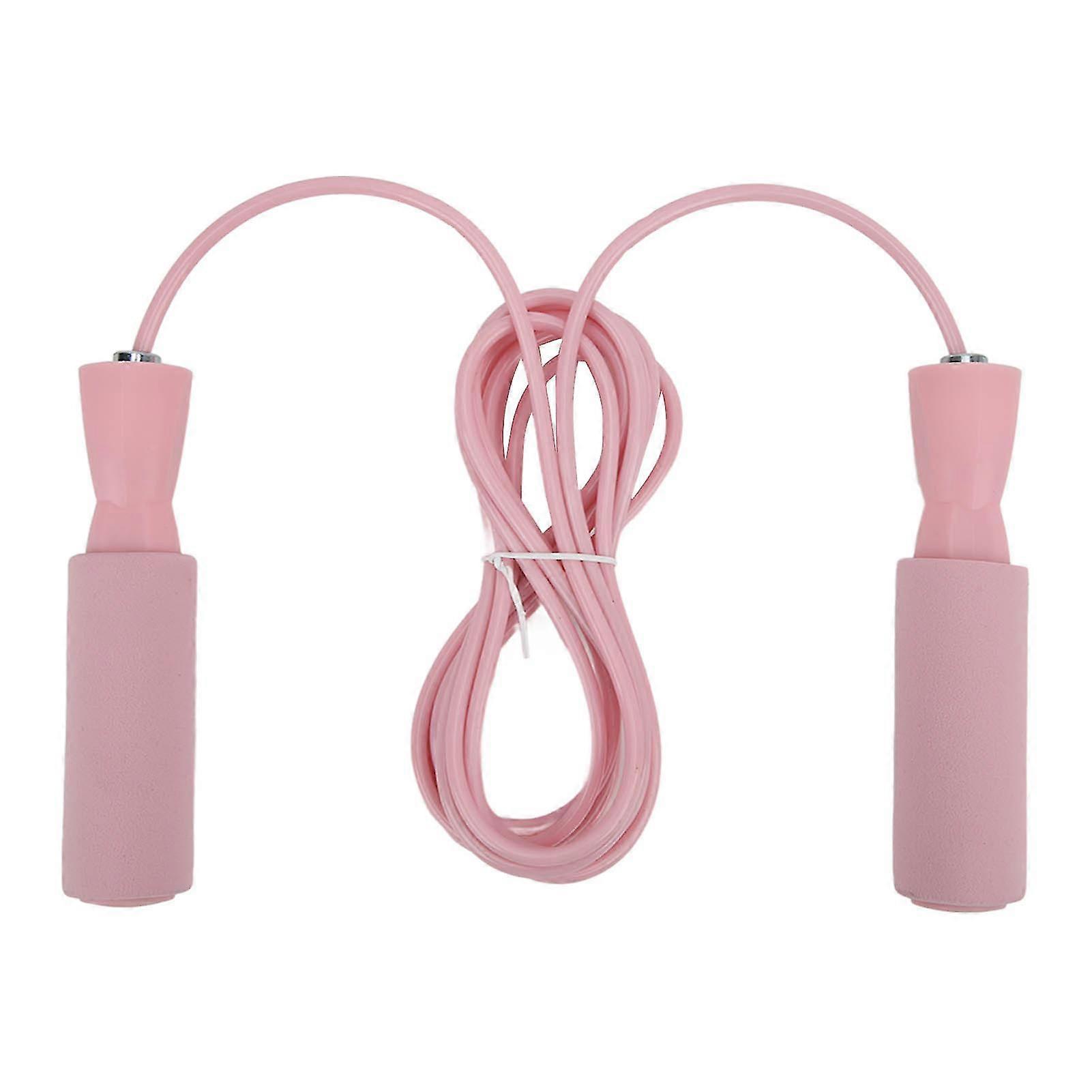 Pink Steel Wire Jump Rope with Double Bearings, Adjustable Length, Comfortable for Men, Women, Children