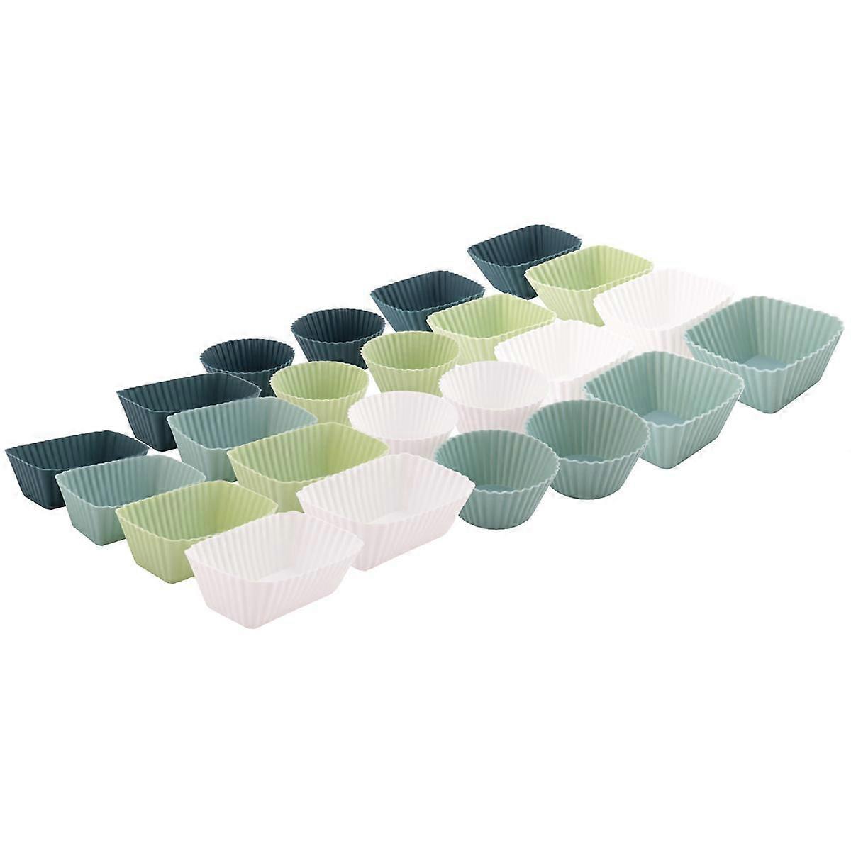 Silicone Cupcake Liners, 24Pack Reusable Baking Cups, 3 Shapes Muffin Liners Pastry Cake Molds, Lun