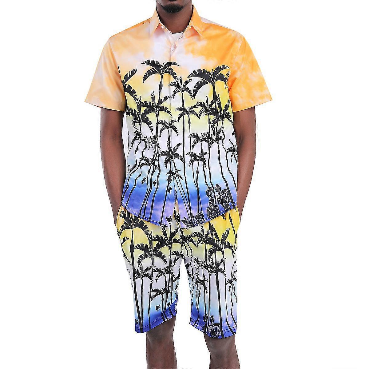 Camicia e pantaloncini da uomo stampati in 3D 2 pezzi