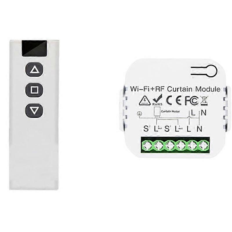 Tuya Smart Life WiFi 433Mhz Blind Curtain Switch with RF Remote for Electric Roller Shutter Control, 1RC 1RE