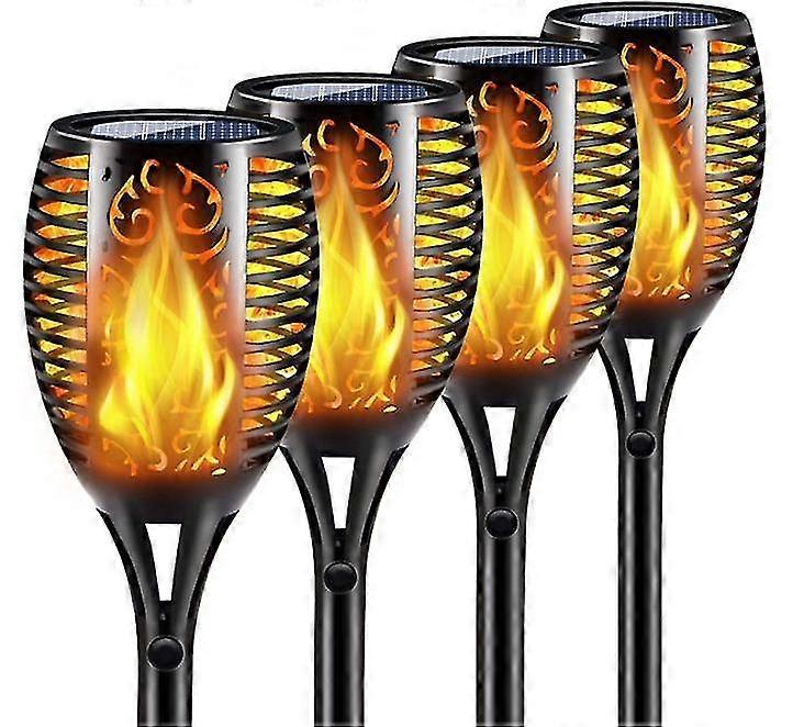 Solar Lights With Flickering Flame 4 Pack, Decoration