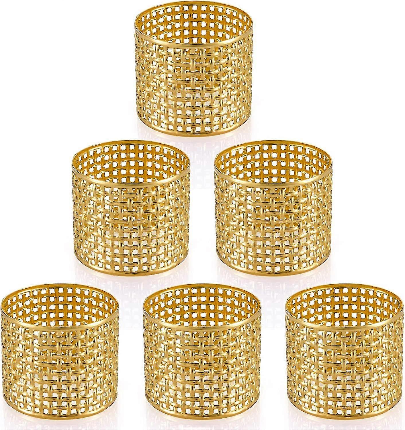 مجموعة خواتم منديل من 6 ، الذهب قوي منديل معدني خاتم حامل أبازيم Serviette حساسة لعيد الهالوين ، عيد الشكر ، عيد الميلاد ، تناول الطعام ، الذكرى السنوية ، ثنائية