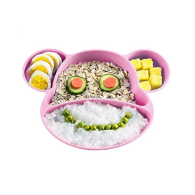 Silicone Plates for Babies, Toddlers and Kids, with Strong Suction, BPA Free, Dishwasher and Microwave Safe, FDA Approved (Pink)