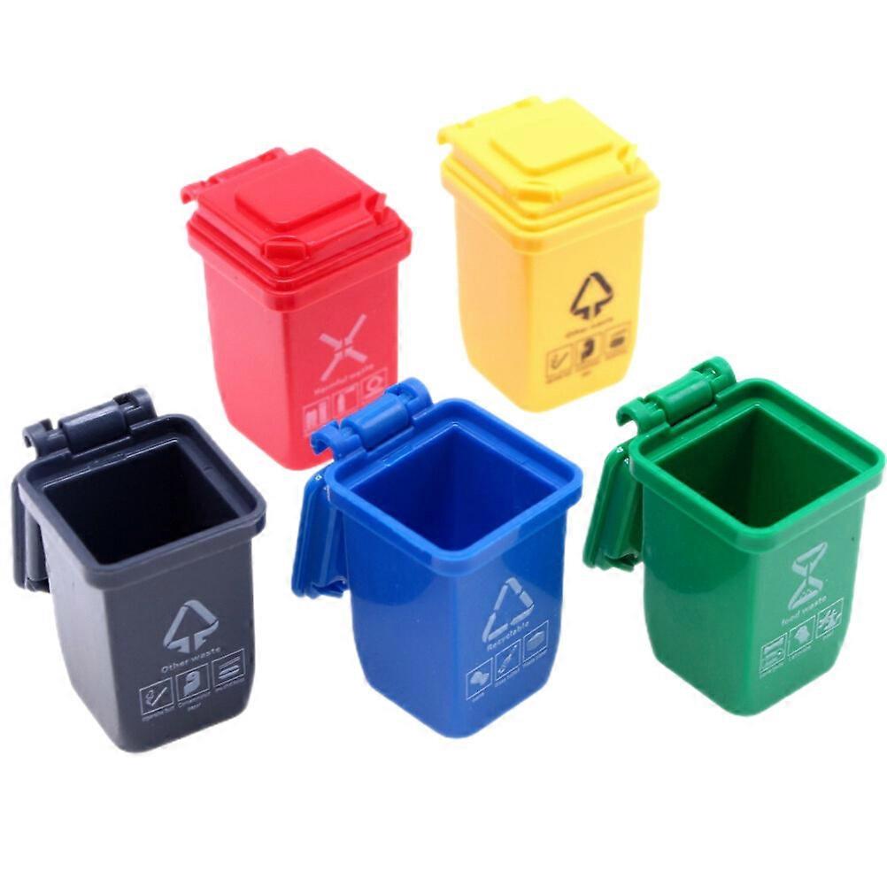 5pcs Miniature Garbage Cans Mini Trash Cans Mini House Garbage Models Sand Table Decorations