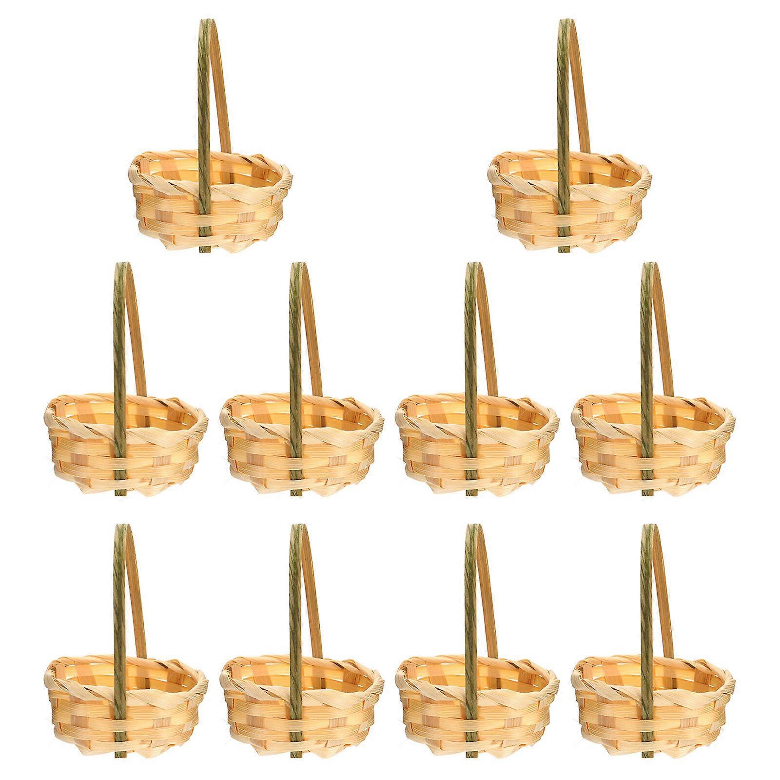 10Pcs Bamboo Woven Flower Storage Baskets Multi-functional Basket Storage Holders