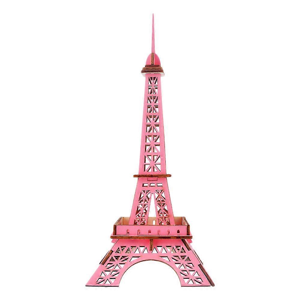 3D Wooden Eiffel Tower Puzzle Educational Board Toy DIY Funny Jigsaw for Kids Children (Red)