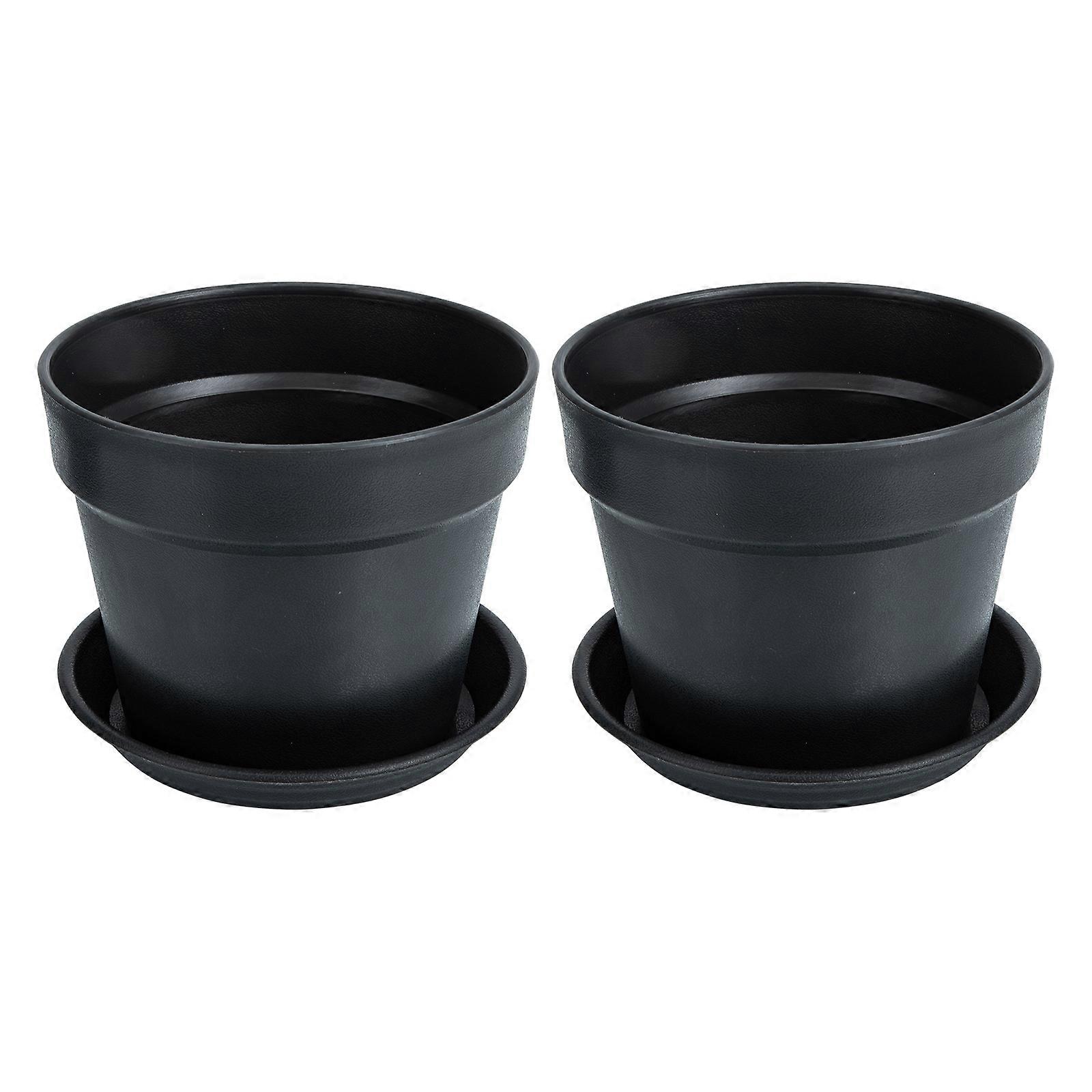 2 Sets Plastic Flower Pots with Tray Durable Flower Container Home Decorative Flower Pots