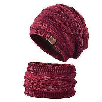 Winter Beanie Hats Scarf Set Women Warm Knitted Hat Skull Cap Neck Warmer Thicken Fur Lined Lady Winter Hat Mask Scarf for Women #4