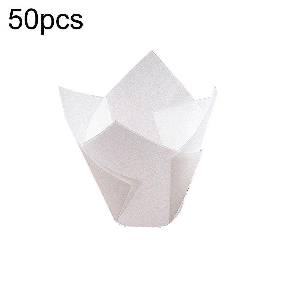 50Pcs High Temperature Resistant Cake Paper Cup Tulip Muffin Baking Case Liners