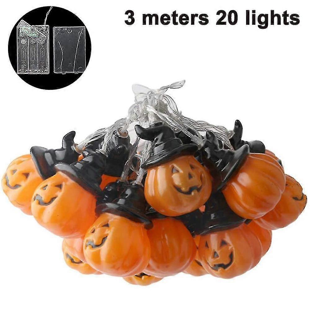 Halloween String Light Decoration Battery Powered Pumpkin Shaped Led String Light - 3m Long, 20 Led, Warm Color