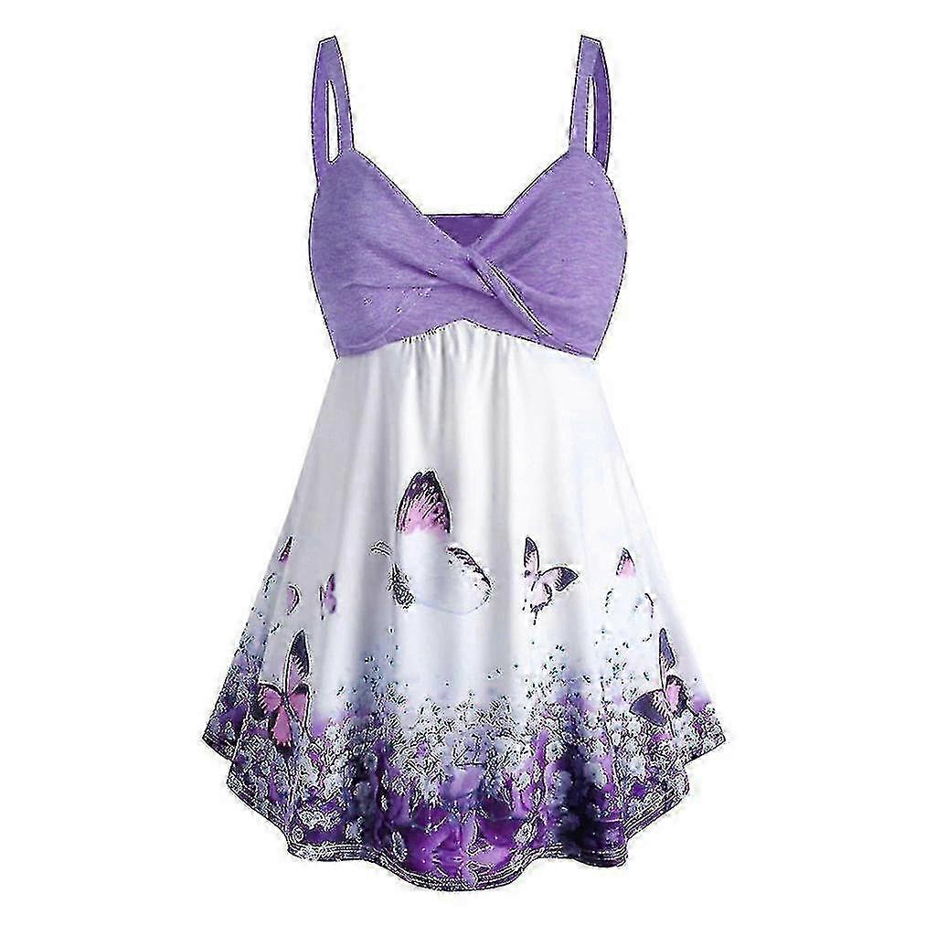 Dress Swimsuit Butterfly Print Tank Top For Women Plus Size VCNMR