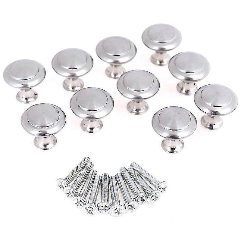 10pcs Round Cabinet Stainless Steel Drawer Knobs Cupboard Pull Handles