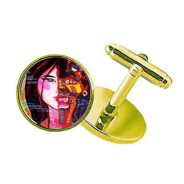 幻滅アブスタシーアートスタッズビジネスメタルカフリンクスゴールデン