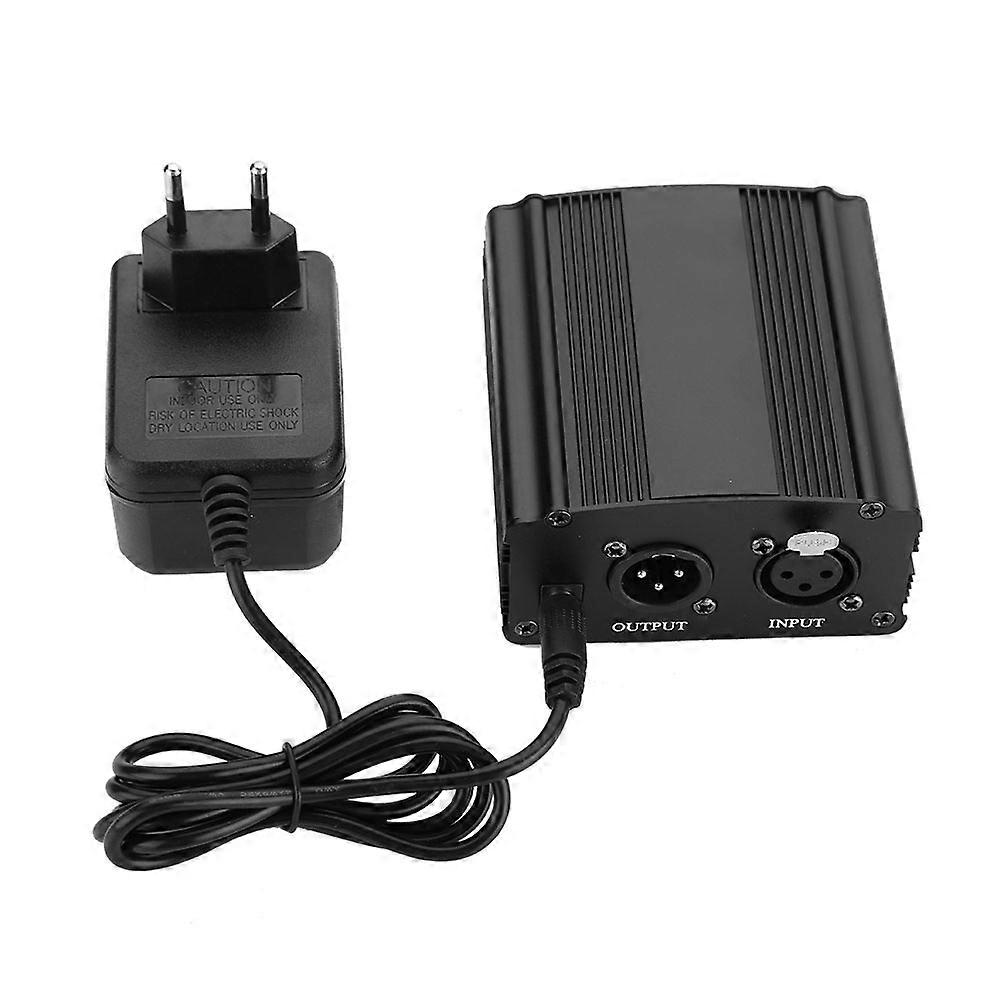 Mini 1-Channel 48V Phantom Power Supply with Power Adapter for Condenser Microphone EU Plug