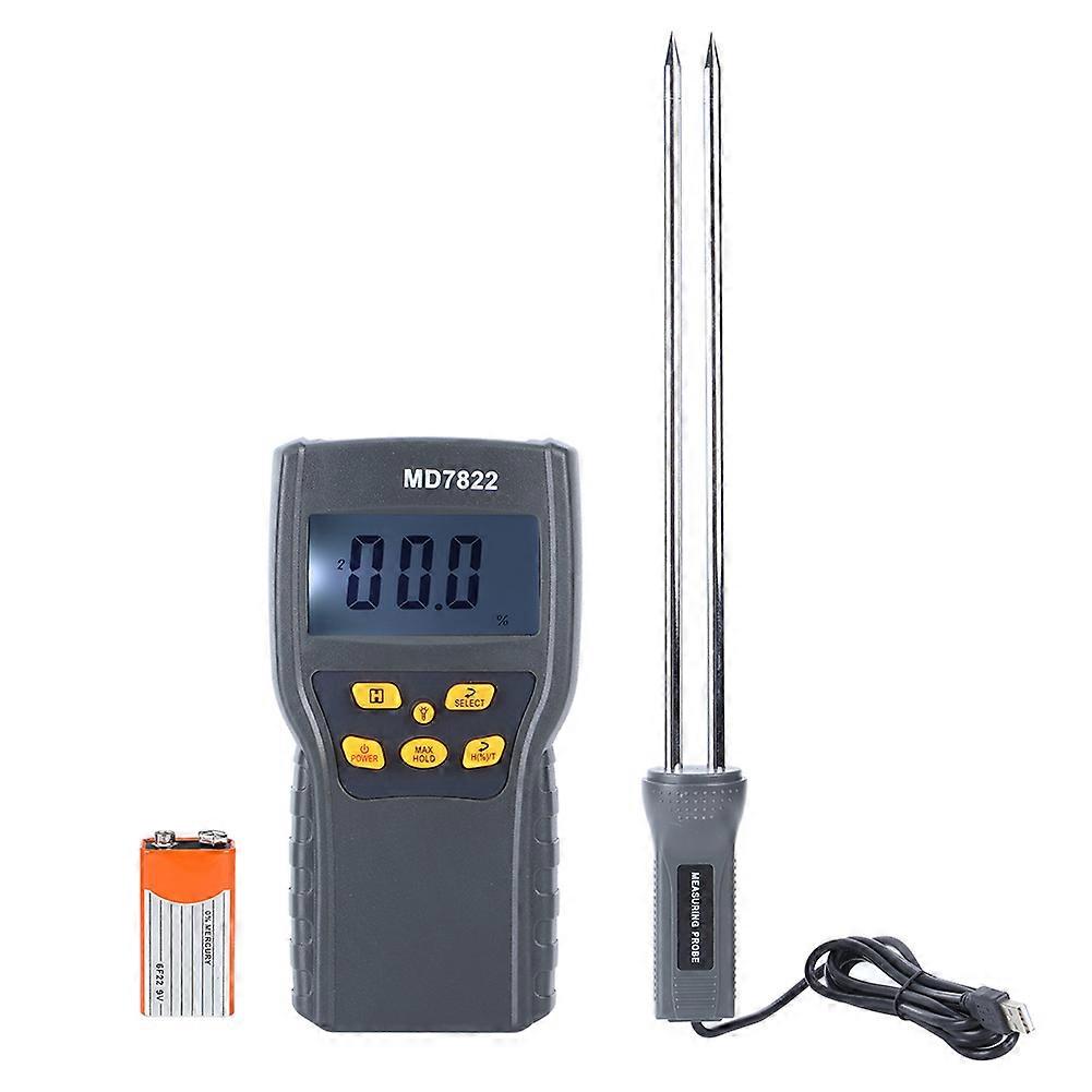 Portable Grain Moisture Tester Digital Display Moisture Meter with Long Probe for Rice Wheat