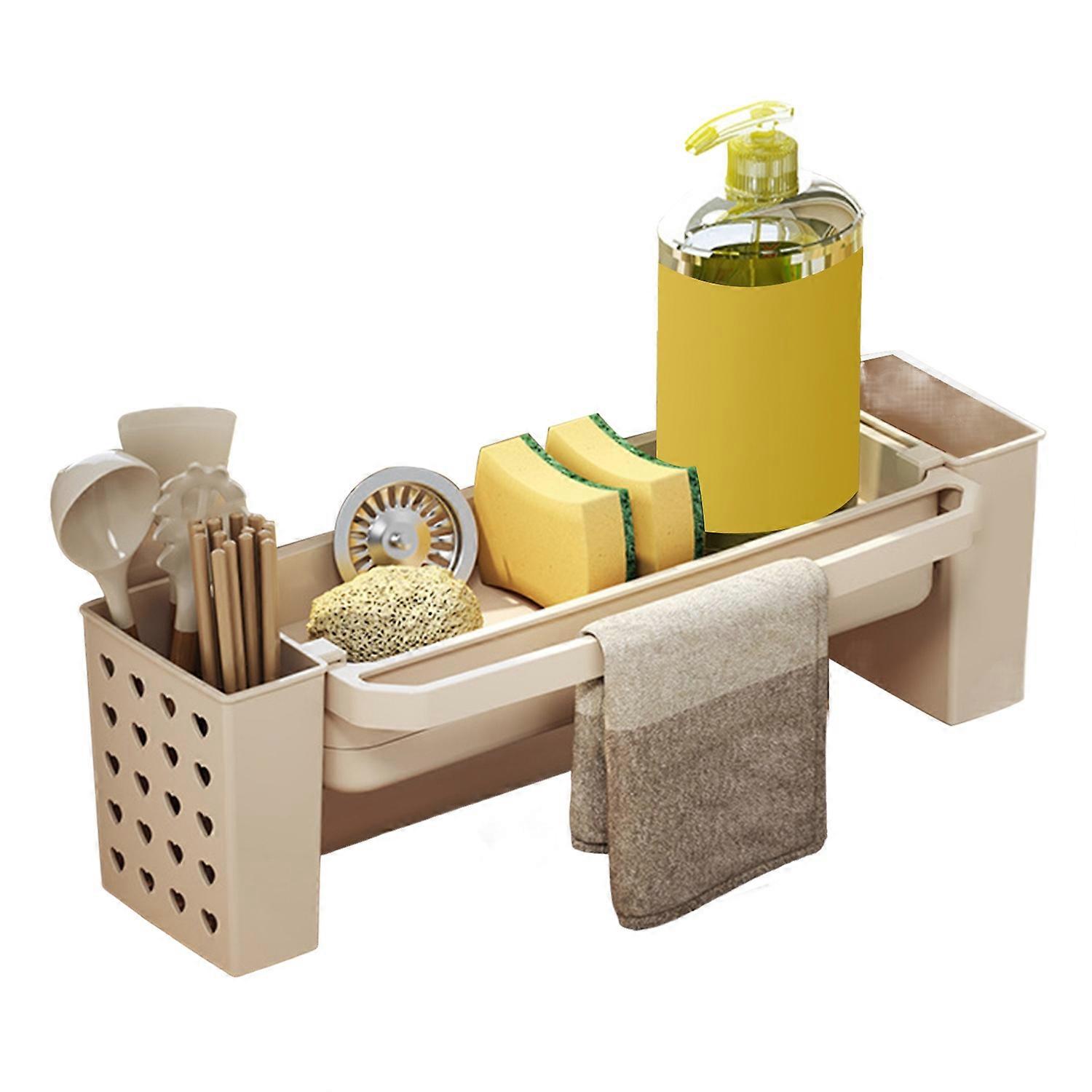 Sink Drain Rack with Hanging Rod Chopstick Holder Rust-Resistant Simple Installation Kitchen