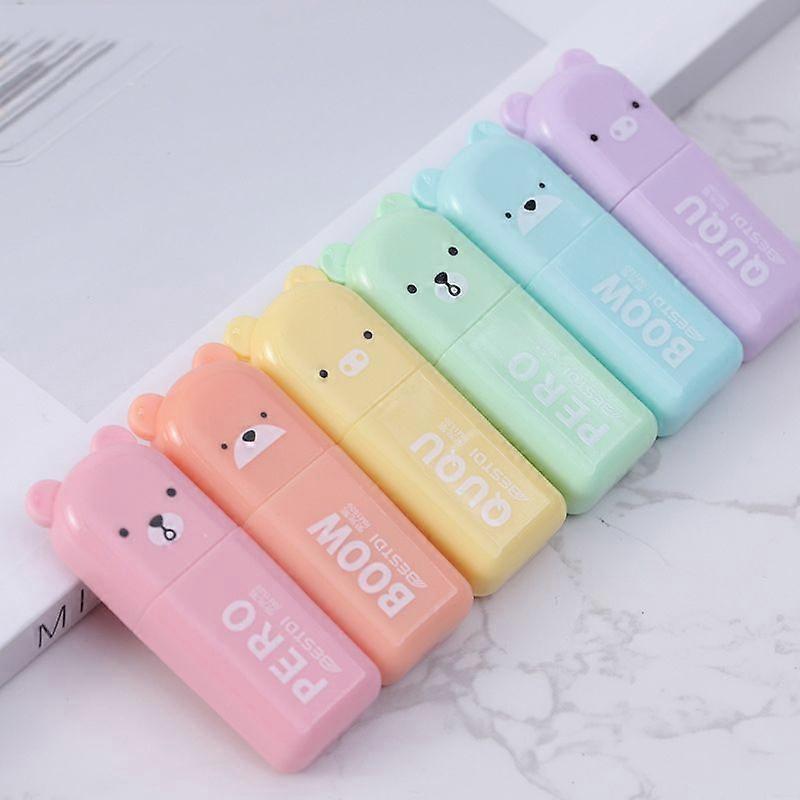 6 stks/set cartoon dieren highlighter macaron schuine tip marker fluorescerende pen