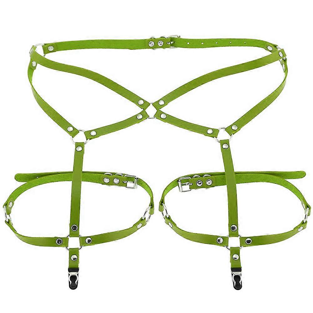אופנה סקסי PU עור גרב קליפים בירית רגל טבעת ריקוד פסטיבל תפאורה (ירוק)