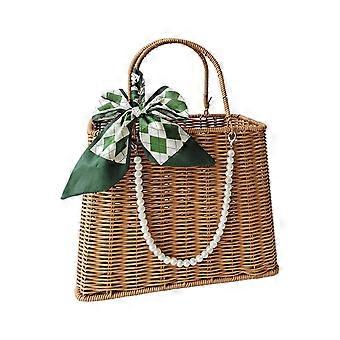 Panier à main pratique pour usage domestique Panier en rotin tissé à la main Panier soigné unique pour organiser les légumes et les collations