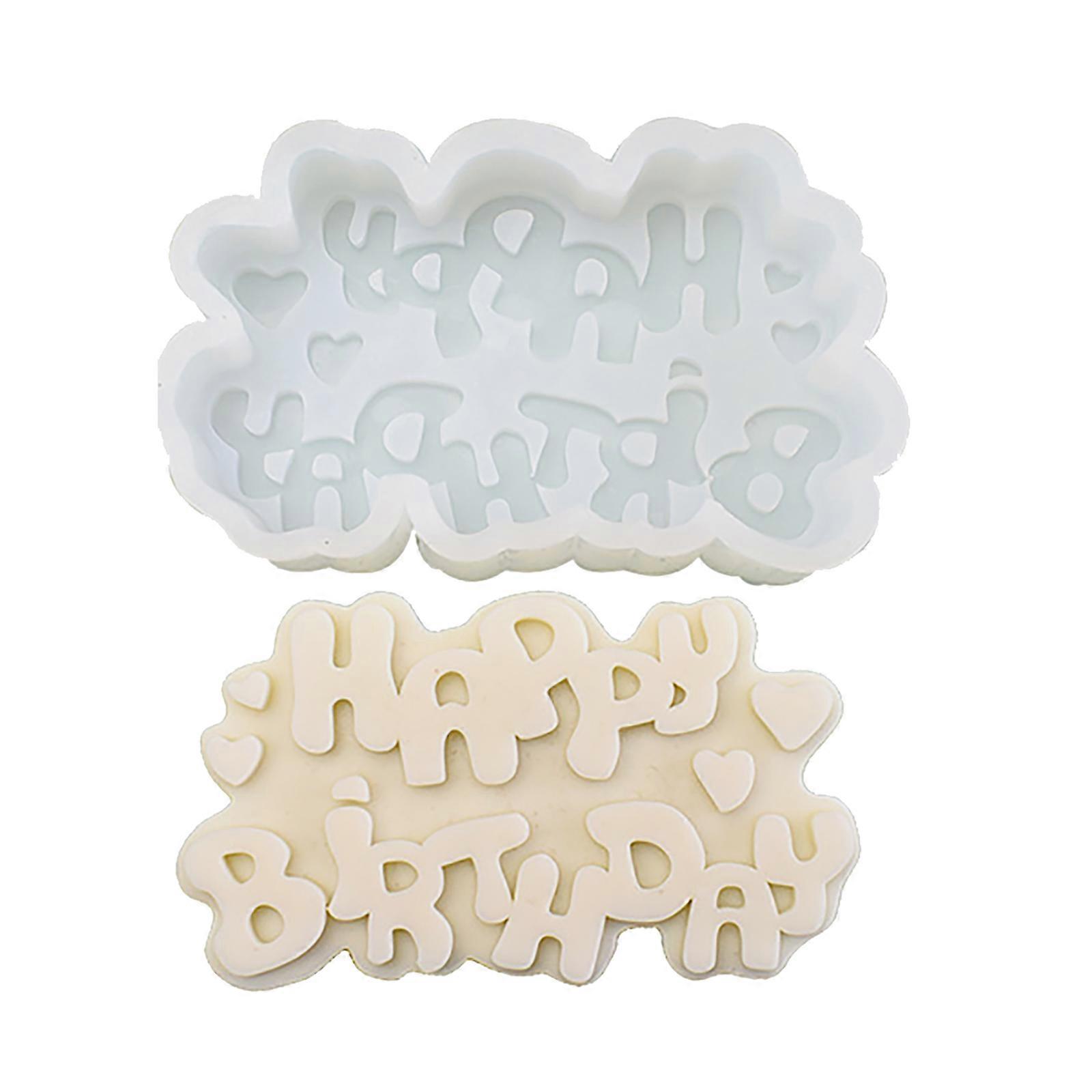 Merry Christmas Happy Birthday Silicone Mold Candle Aromatherapy Soap Making Mould Chocolate Candy Cake Decorating Tool